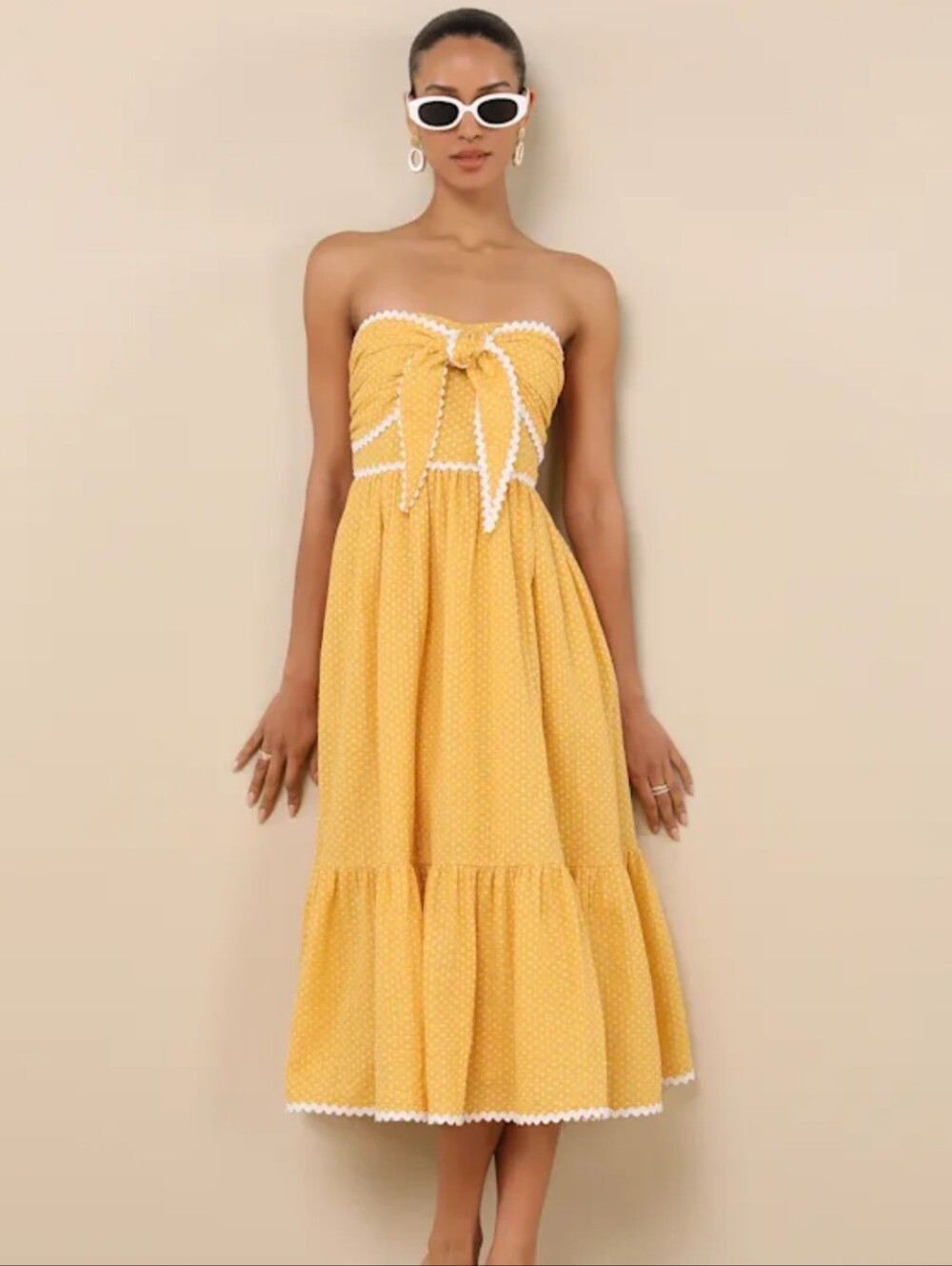 Lulu's Delightful Design Polka Dot Midi Dress
